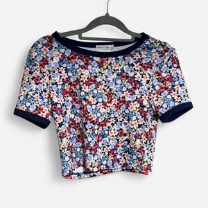 Heart Hips Navy Floral Crop Top